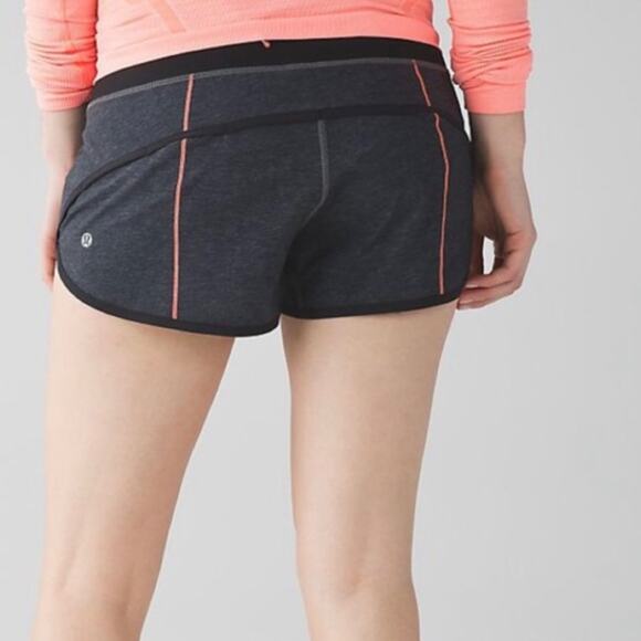 LULULEMON Speed Shorts Charcoal Gray Pink 4 - Picture 2 of 9